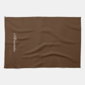 Moderne, solide kleur Bruine sjabloon Wit script Theedoek (Horizontaal)