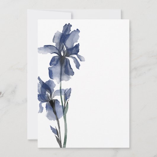 Moderne Something Blue Iris Bruidsdouche Kaart (Achterkant)
