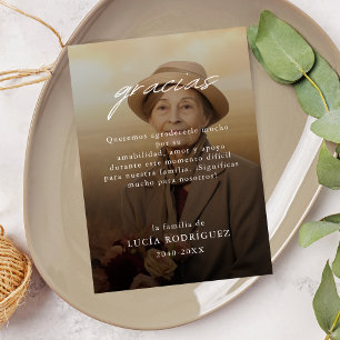 Moderne Spaanse Gracias begrafenisfoto dank u Kaart