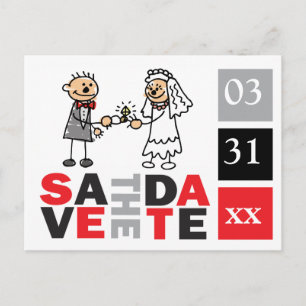 Moderne sparen de Dates Bride Groom Verloving Ring Briefkaart