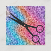 Moderne Sparkle Scissor Black Hair Salon QR Code Vierkante Visitekaartje (Achterkant)