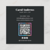 Moderne Sparkle Scissor Black Hair Salon QR Code Vierkante Visitekaartje (Voorkant)