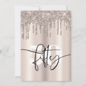 Moderne Sparkly Cream Glitter 50th Birthday Party Kaart (Achterkant)