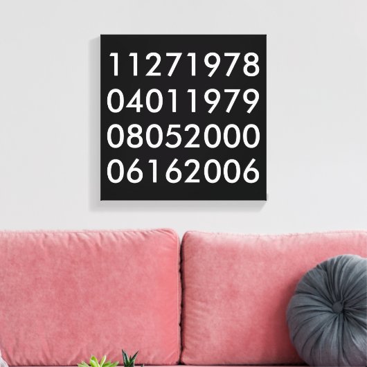 Moderne speciale datums canvas afdruk (Insitu (Woonkamer))