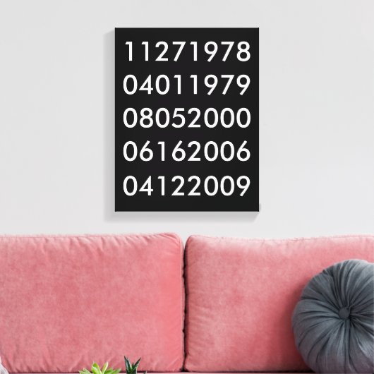 Moderne speciale datums canvas afdruk (Insitu (Woonkamer))