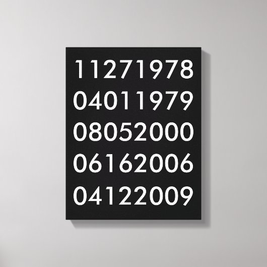 Moderne speciale datums canvas afdruk (Voorkant)