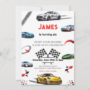 Moderne Speed Racing Sport Auto Verjaardag Kaart