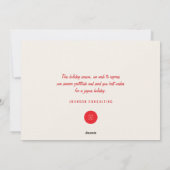 Moderne speelgoedartikelen en heldere kerstmis feestdagenkaart (Achterkant)