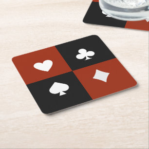 Moderne Speelkaart Kleur Poker & Bridge Vierkante Kartonnen Onderzetter