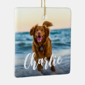 Moderne speelse chique hond Fotonaam Keramisch Ornament (Rechts)