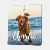 Moderne speelse chique hond Fotonaam Keramisch Ornament (Links)