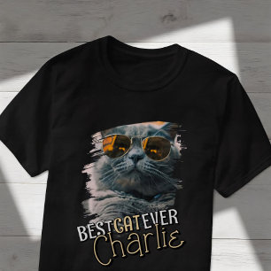 Moderne Speelse Cool Grunge Custom Huisdier Kat Fo T-shirt