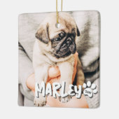 Moderne speelse eenvoudige grunge aangepaste huisd keramisch ornament (Links)