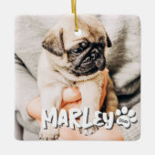 Moderne speelse eenvoudige grunge aangepaste huisd keramisch ornament (Voorkant)