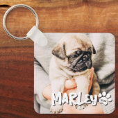 Moderne speelse eenvoudige grunge aangepaste huisd sleutelhanger (Voorkant)