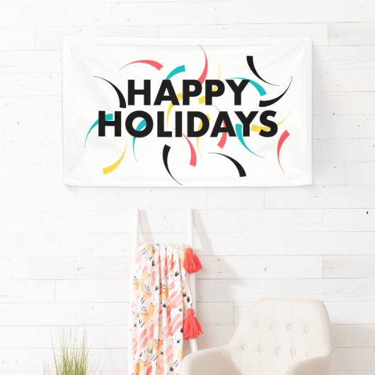 Moderne, speelse vormgeving van "Prettige feestdag Spandoek (Insitu)