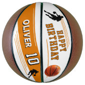 Moderne Speler Silhouette Stripe Gelukkige Verjaar Basketbal (Verticaal)