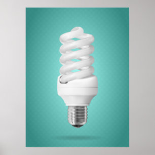 Moderne Spiraalvormige Compacte Fluorescentie Lamp Poster