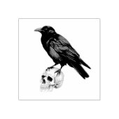 Moderne Spooky Crow op schedel Rubberstempel (Afrduk)