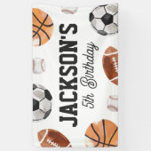 Moderne Sport Kids Verjaardag Spandoek (Verticaal)