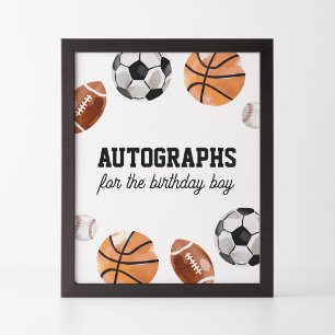 Moderne Sport Kinderen Verjaardag Handtekeningen Poster