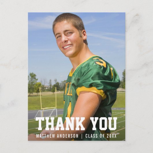 Moderne Sportieve Afstudeer Dank Je Foto Briefkaart (Voorkant)