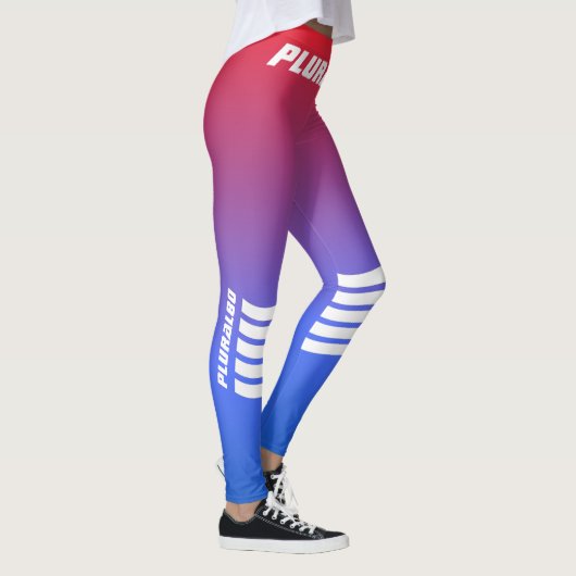Moderne sportieve monogramme rode blauwe gradiënt leggings (Rechts)