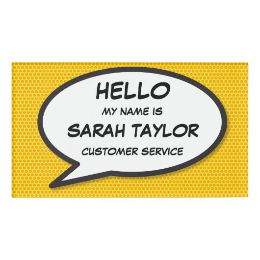 Moderne spraakballon in stripboekstijl naambadge (Voorkant)