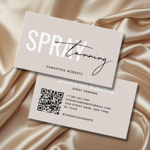 Moderne spray tan QR-code beige Visitekaartje