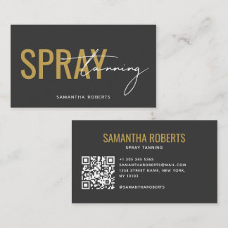 Moderne spray tan QR-code grijs goud Visitekaartje