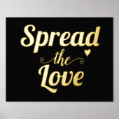 Moderne "Spread the love" citaat typografie zwart Folie Afdrukken (Voorkant)