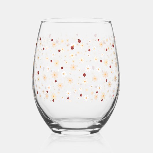 Moderne Spring Wildflower Daisy bloementuin Wijnglas Zonder Voet (Rechts)