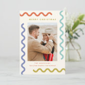 Moderne Squiggle Carte photo de vacances unique (Debout devant)