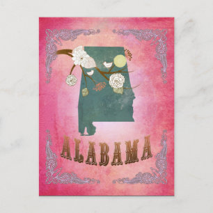 Moderne staatskaart Alabama - Snoep roze Briefkaart