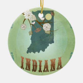 Moderne staatskaart Indiana - Sage Green Keramisch Ornament