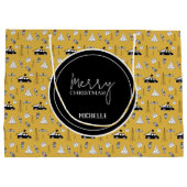 Moderne Stad Kerst Patroon Geel Groot Cadeauzakje (Achterkant)
