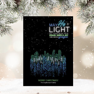 Moderne stadsgezicht Religieuze Kerst Kaart