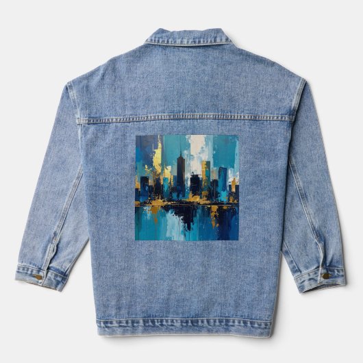 Moderne Stadslichten Abstracte Spijkerjas Denim Jacket (Achterkant)