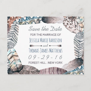 Moderne stammenvangers Bohemian Save the Date Aankondigingskaart