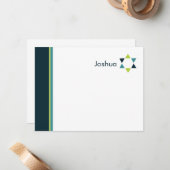 Moderne Star Bar Mitzvah Carte de remerciements (Devant/Arrière en situation)