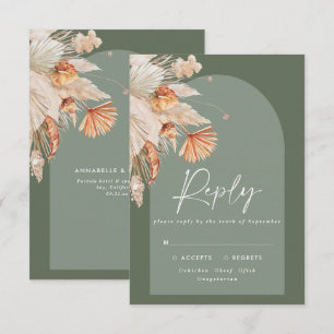 Moderne steengrove botanische papegaaien RSVP kaartje