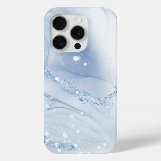 Moderne stenen stoffige blauwe marmer Case-Mate iPhone case (Achterkant)
