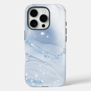 Moderne stenen stoffige blauwe marmer iPhone 16 pro hoesje