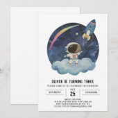 Moderne ster afdrukbare astronaut jongen verjaarda kaart (Voorkant / Achterkant)