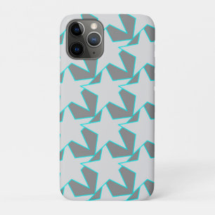 Moderne stergeometrische - grijs en turquoise iPhone 11 pro hoesje
