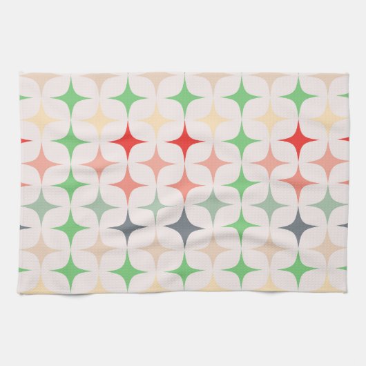 Moderne sterren uit de middeleeuwen in kerstkleure theedoek (Horizontaal)