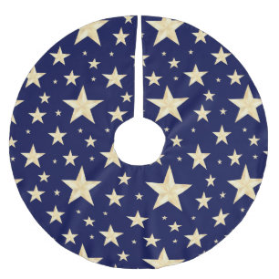 Moderne Sterrennacht van Navy Blue en Faux Gold Fo Kerstboom Rok