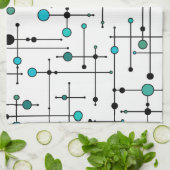 Moderne stijl Aqua Blue Dot uit de midden eeuw Theedoek (Gevouwen)