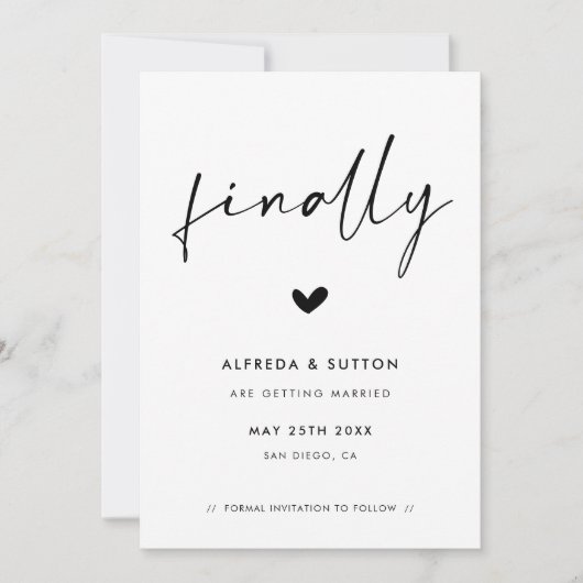 Moderne stijl eindelijk save the date (Voorkant)