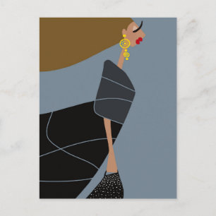 Moderne stijl glamour mode kunst ansichtkaart Miss Briefkaart